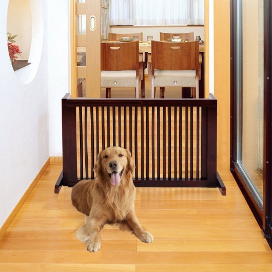 Folding Adjustable Free Standing 3 Panel Wood Fence W2B