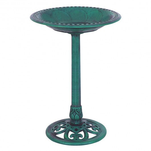 Outdoor Garden Green Pedestal Bird Bath Feeder W2B