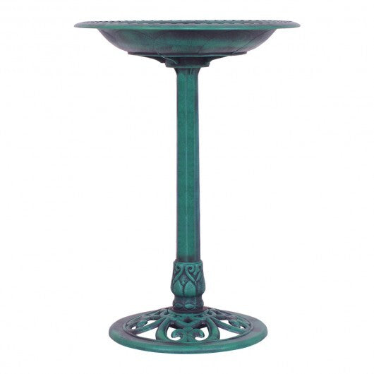 Outdoor Garden Green Pedestal Bird Bath Feeder W2B