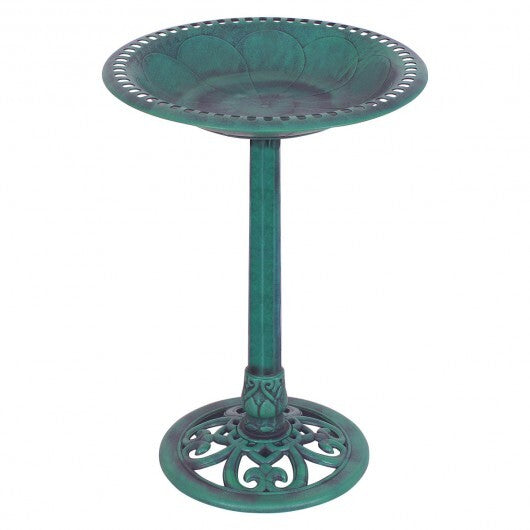 Outdoor Garden Green Pedestal Bird Bath Feeder W2B