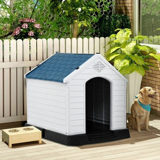 Plastic Waterproof Ventilate Pet Puppy House - Color: Blue - Size: M W2B