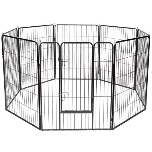 8 Metal Panel Heavy Duty Pet Playpen Dog Fence with Door-48 inches W2B