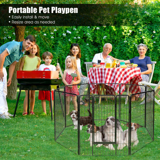 8 Metal Panel Heavy Duty Pet Playpen Dog Fence with Door-48 inches W2B