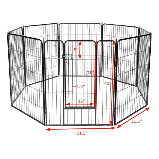 8 Metal Panel Heavy Duty Pet Playpen Dog Fence with Door-48 inches W2B