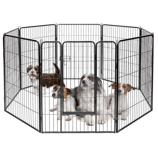 8 Metal Panel Heavy Duty Pet Playpen Dog Fence with Door-48 inches W2B