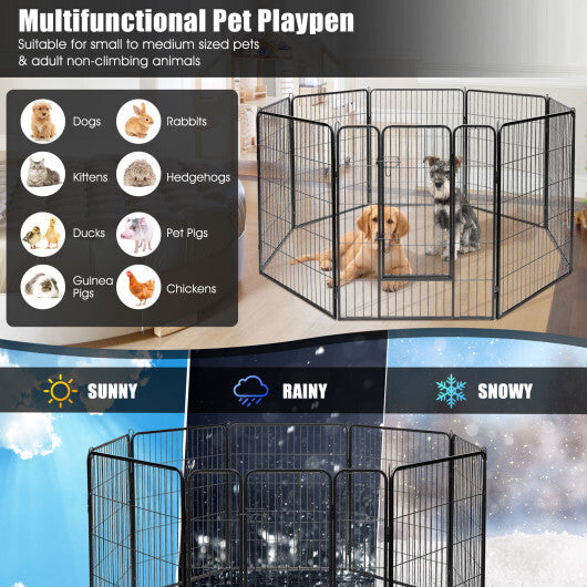 8 Metal Panel Heavy Duty Pet Playpen Dog Fence with Door-48 inches W2B