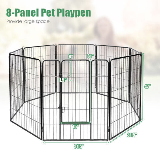 8 Metal Panel Heavy Duty Pet Playpen Dog Fence with Door-48 inches W2B