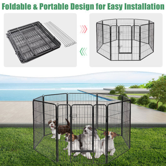8 Metal Panel Heavy Duty Pet Playpen Dog Fence with Door-48 inches W2B
