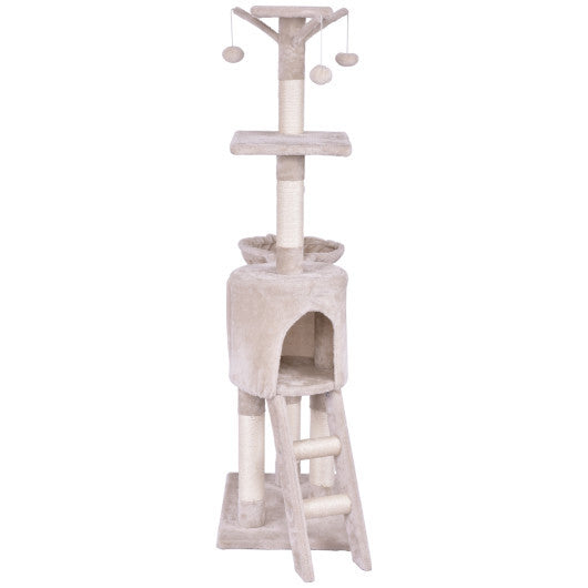 56 Inch Condo Scratching Posts Ladder Cat Play Tree W2B