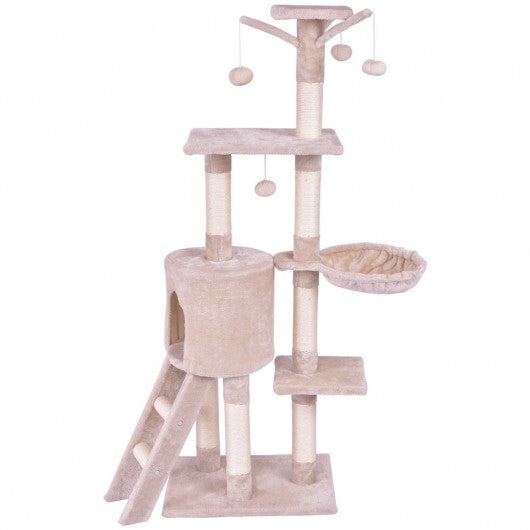 56 Inch Condo Scratching Posts Ladder Cat Play Tree W2B