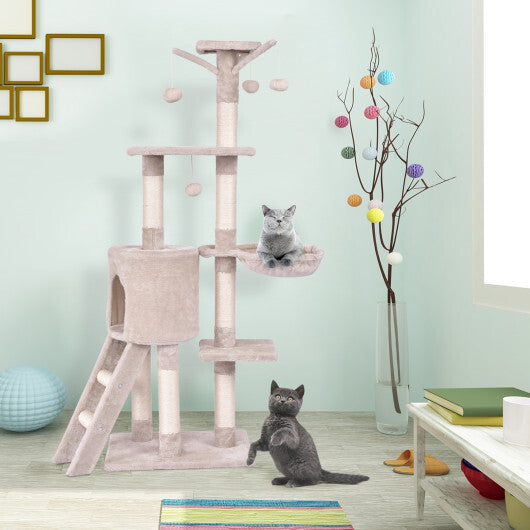 56 Inch Condo Scratching Posts Ladder Cat Play Tree W2B