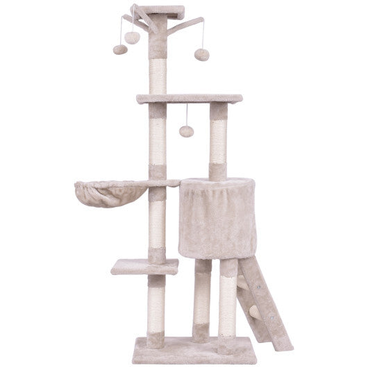 56 Inch Condo Scratching Posts Ladder Cat Play Tree W2B
