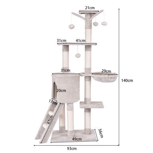 56 Inch Condo Scratching Posts Ladder Cat Play Tree W2B
