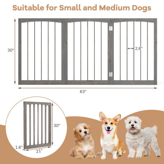 30 Inch Tall Wooden Pet Fence for Cats Small and Medium Dogs-Brown
