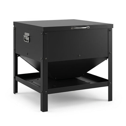 Large Capacity Chicken Feeding Box with Openable Lid-Black W2B