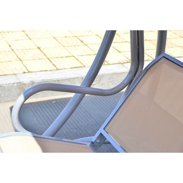 Sturdy 3-Person Outdoor Patio Porch Canopy Swing in Sand Color FastFurnishings