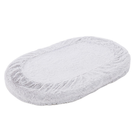 Washable Fluffy Human Dog Bed with Soft Blanket and Plump Pillow-Brown W2B