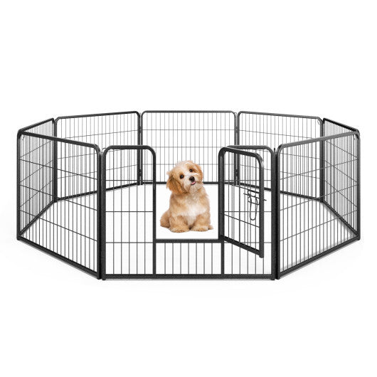 8 Panel 24 Inch Height Pet Fence Indoor Outdoor-24 inch W2B