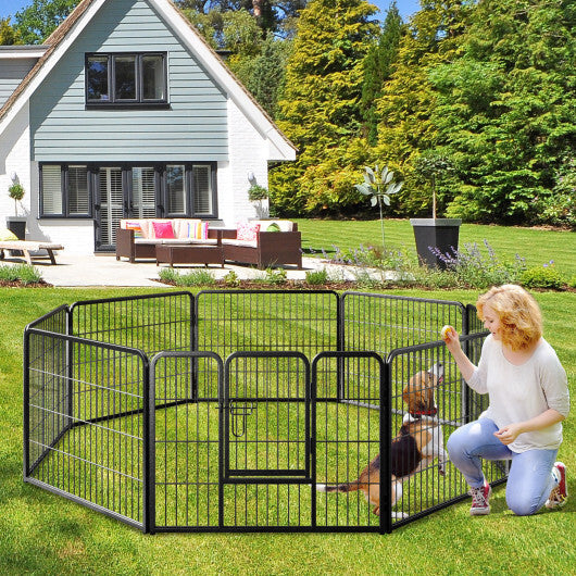 8 Panel 24 Inch Height Pet Fence Indoor Outdoor-24 inch W2B