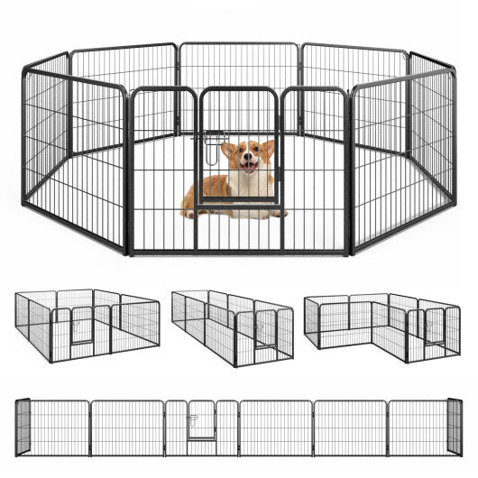 8 Panel 24 Inch Height Pet Fence Indoor Outdoor-24 inch W2B