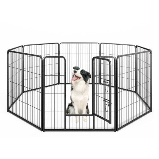8 Panel 24 Inch Height Pet Fence Indoor Outdoor-24 inch W2B