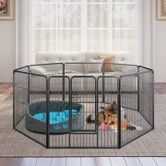 8 Panel 24 Inch Height Pet Fence Indoor Outdoor-24 inch W2B