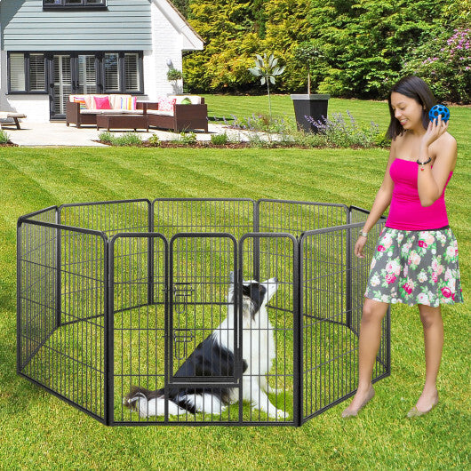 8 Panel 24 Inch Height Pet Fence Indoor Outdoor-24 inch W2B