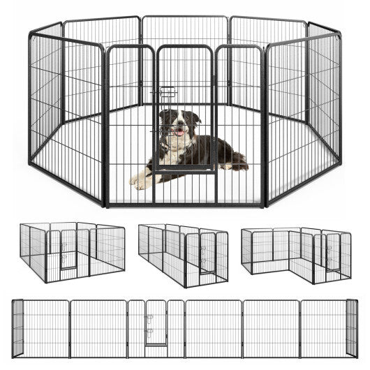8 Panel 24 Inch Height Pet Fence Indoor Outdoor-24 inch W2B