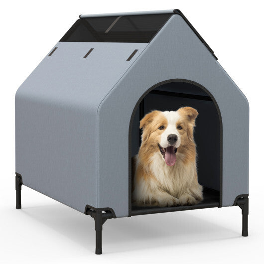 Large/Middle/Small Outdoor Elevated Pet House with Ventilated Windows-L W2B