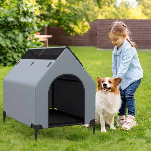 Large/Middle/Small Outdoor Elevated Pet House with Ventilated Windows-L W2B