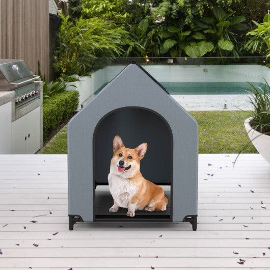 Large/Middle/Small Outdoor Elevated Pet House with Ventilated Windows-L W2B