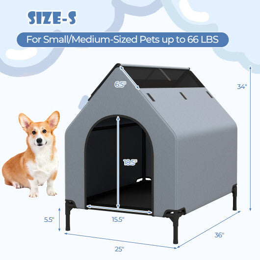 Large/Middle/Small Outdoor Elevated Pet House with Ventilated Windows-L W2B