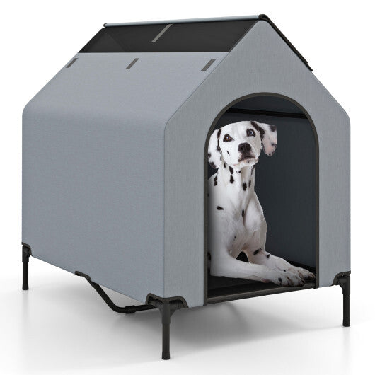 Large/Middle/Small Outdoor Elevated Pet House with Ventilated Windows-L W2B