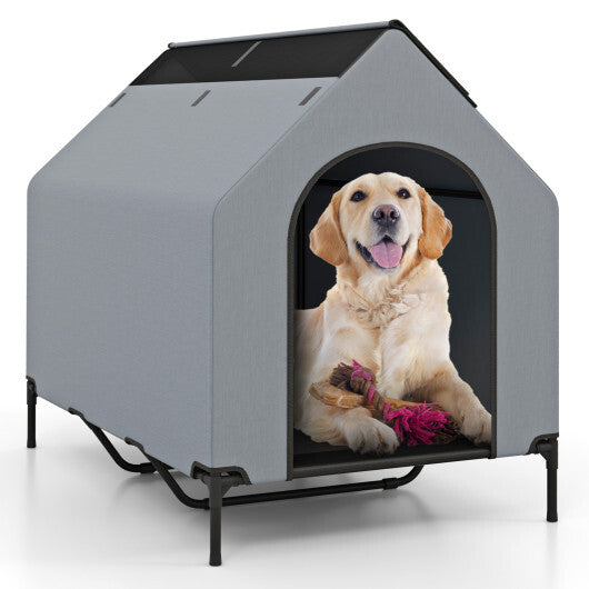 Large/Middle/Small Outdoor Elevated Pet House with Ventilated Windows-L W2B