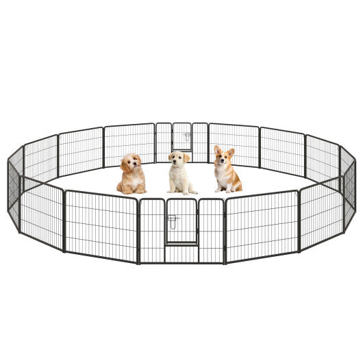 16 Panel 24/32/40 Inches Height Dog Playpen with Lock and Large Door-24 inches W2B
