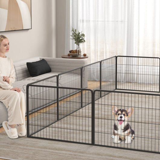 16 Panel 24/32/40 Inches Height Dog Playpen with Lock and Large Door-24 inches W2B
