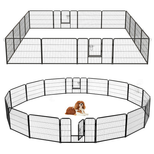 16 Panel 24/32/40 Inches Height Dog Playpen with Lock and Large Door-24 inches W2B