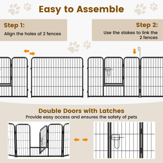 16 Panel 24/32/40 Inches Height Dog Playpen with Lock and Large Door-24 inches W2B