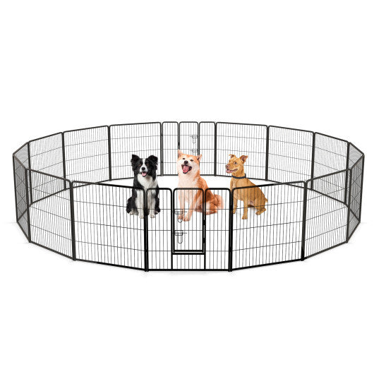 16 Panel 24/32/40 Inches Height Dog Playpen with Lock and Large Door-24 inches W2B