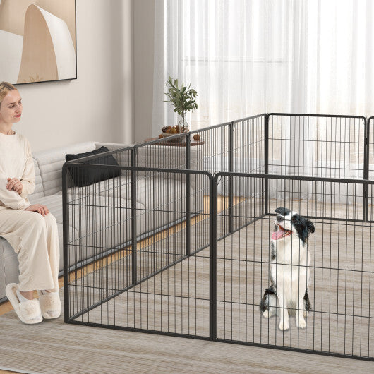 16 Panel 24/32/40 Inches Height Dog Playpen with Lock and Large Door-24 inches W2B