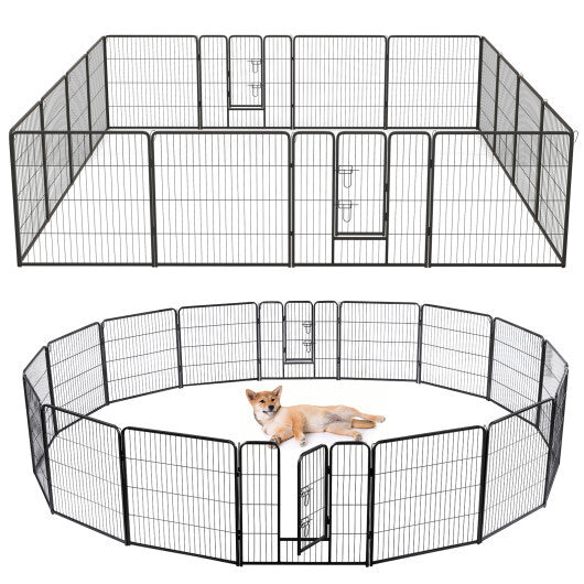 16 Panel 24/32/40 Inches Height Dog Playpen with Lock and Large Door-24 inches W2B
