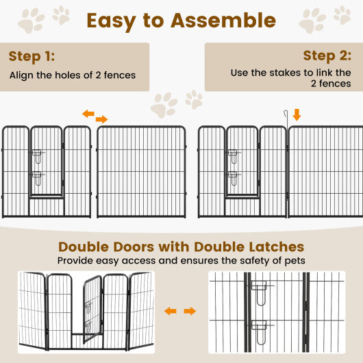 16 Panel 24/32/40 Inches Height Dog Playpen with Lock and Large Door-24 inches W2B