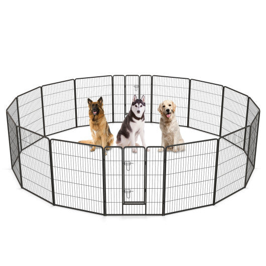 16 Panel 24/32/40 Inches Height Dog Playpen with Lock and Large Door-24 inches W2B