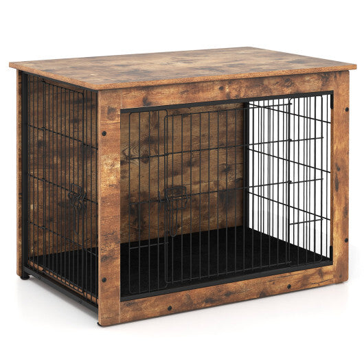 Dog Crate Furniture with Cushion and Double Doors for Small/Medium Dogs-33 Inches W2B