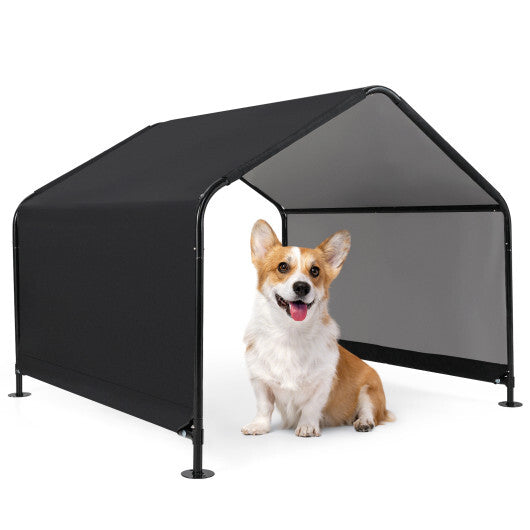 Dog Shade Shelter with Waterproof Roof for Large Medium Small Breeds-Black