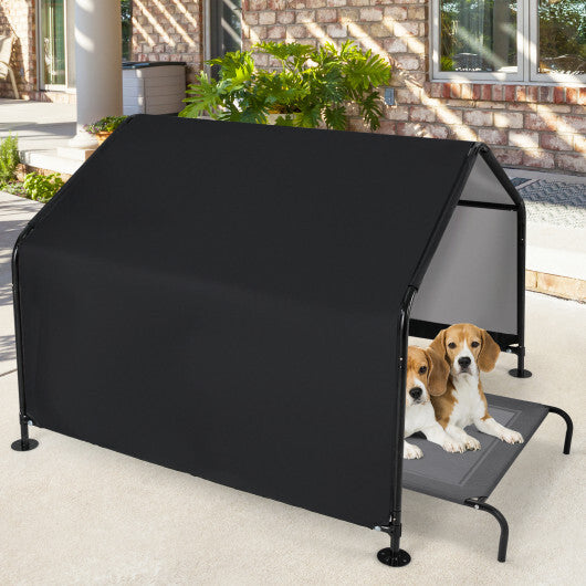 Dog Shade Shelter with Waterproof Roof for Large Medium Small Breeds-Black