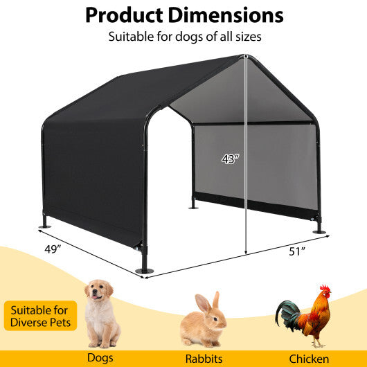 Dog Shade Shelter with Waterproof Roof for Large Medium Small Breeds-Black