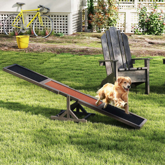 Wooden Dog Agility Seesaw Dog Outdoor Run Game Toy for Obstacle Courses-White W2B