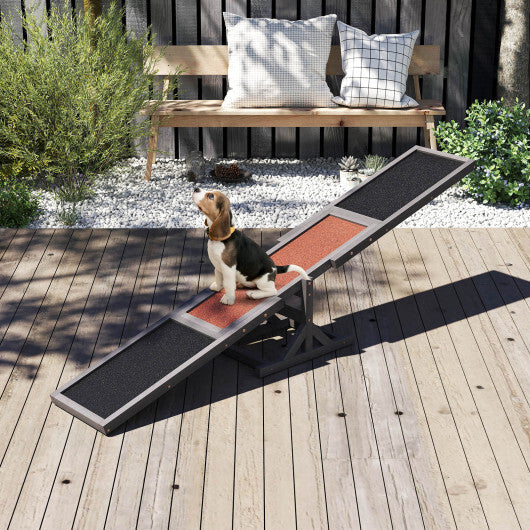 Wooden Dog Agility Seesaw Dog Outdoor Run Game Toy for Obstacle Courses-White W2B