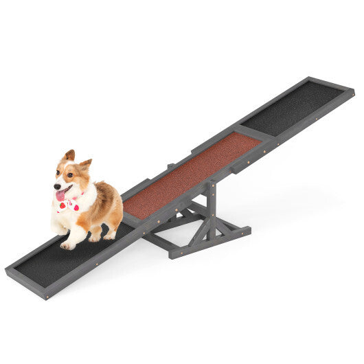 Wooden Dog Agility Seesaw Dog Outdoor Run Game Toy for Obstacle Courses-White W2B